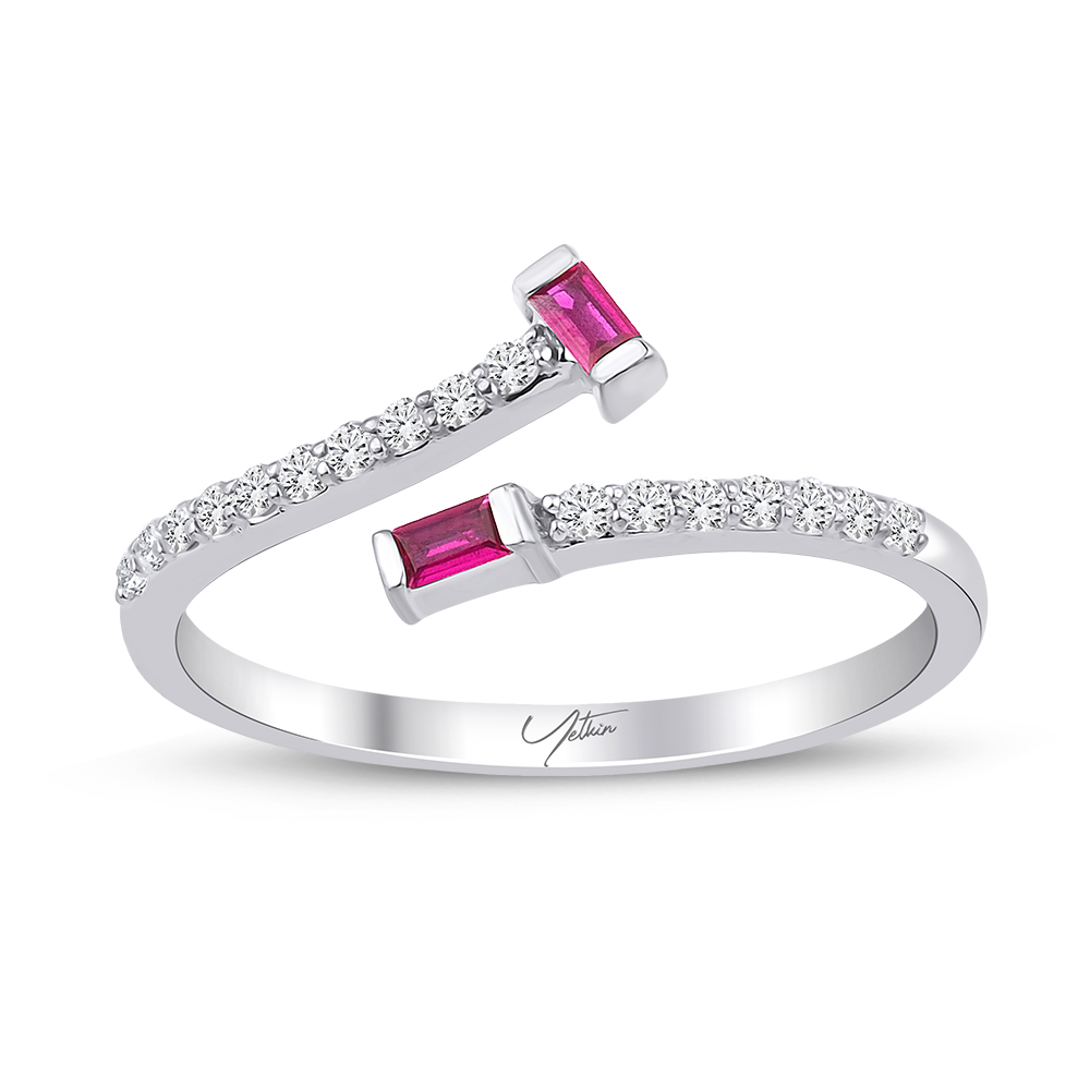 Yakut Yüzükler 0.25 Karat Pırlanta Yakut Yüzük (8 ayar 1.2Gr Altın)