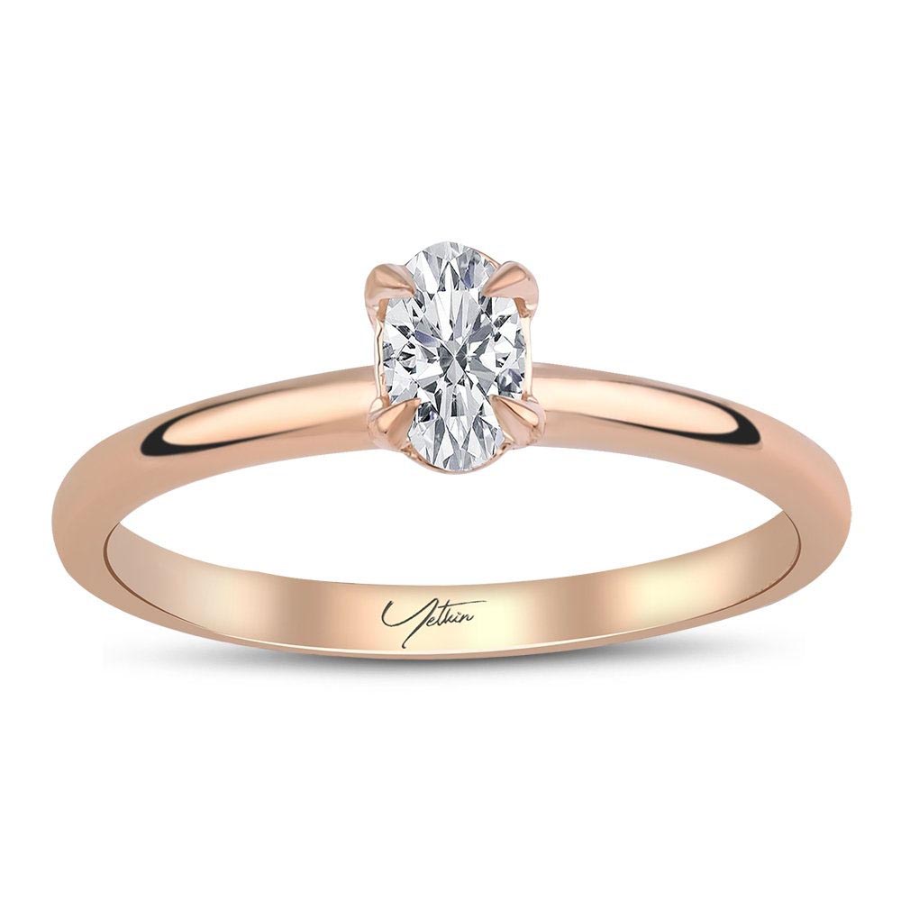 0.50 Karat E VS2 HRD Sertifikalı Oval Kesim Pırlanta Tektaş Yüzük