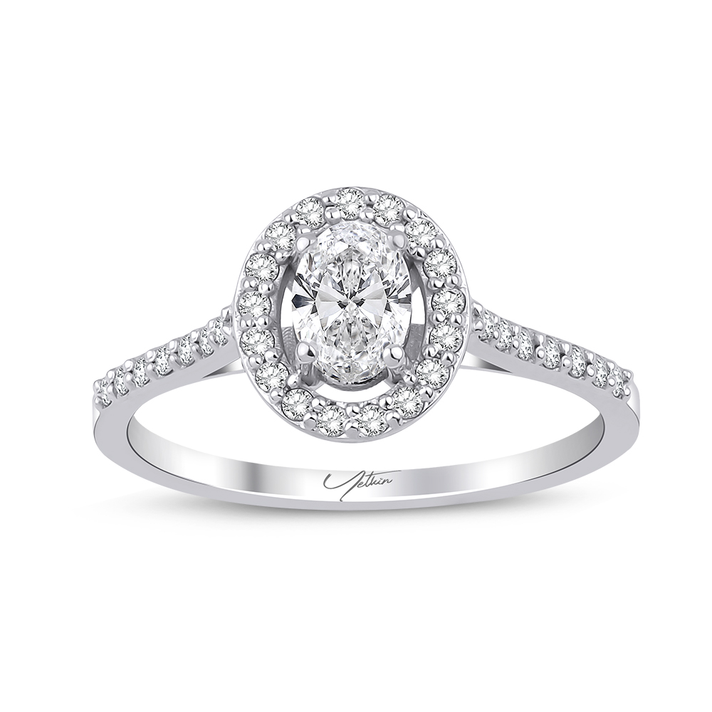 0.60 Karat F SI HRD Sertifikalı Oval Kesim Pırlanta Tektaş Yüzük