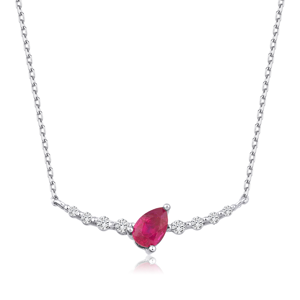 0.75 Karat Yakut Pırlanta Kolye (8 ayar 1.85Gr Altın)