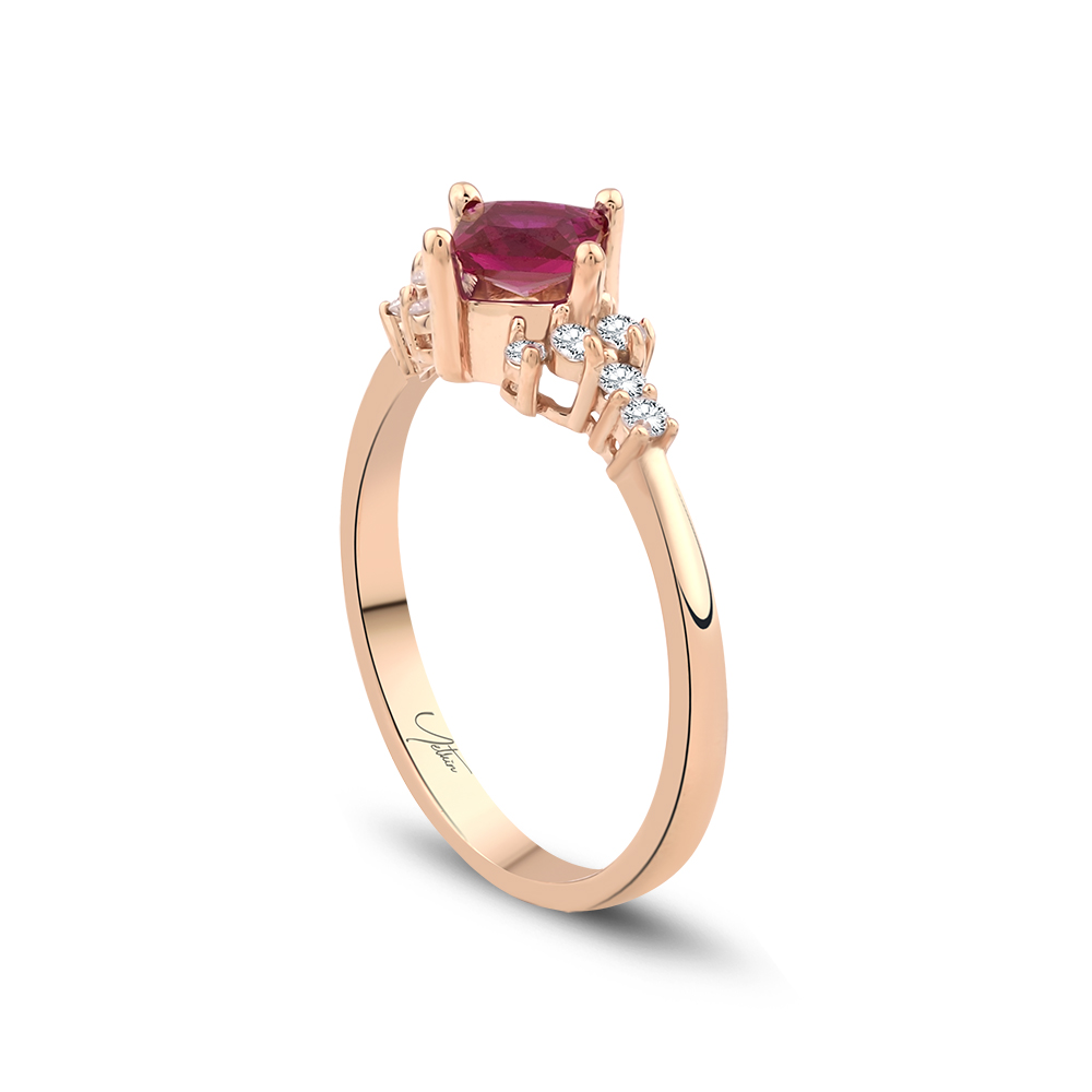 0.75 Karat Yakut Pırlanta Yüzük (8 ayar 1.7Gr Altın)