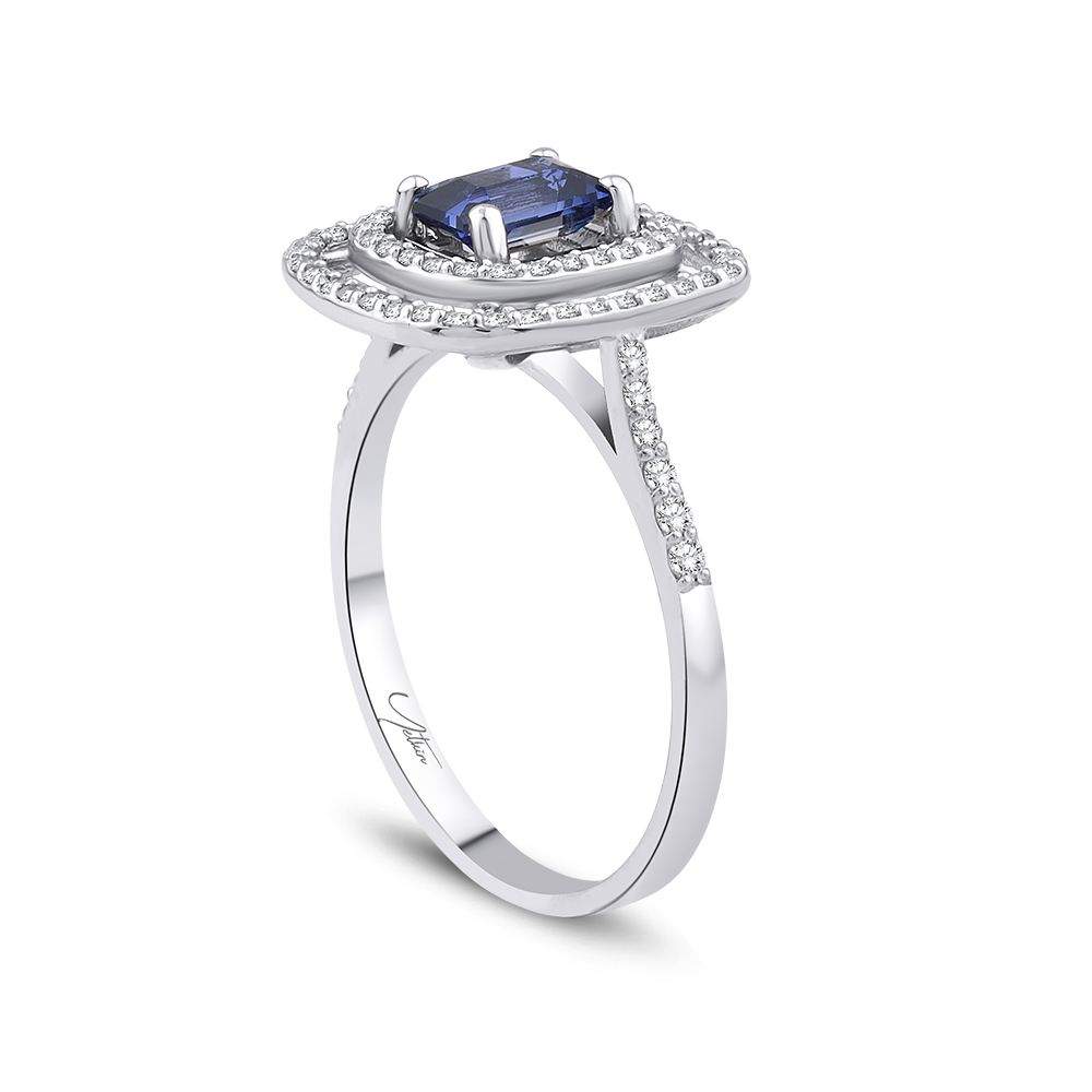 1.00 Karat Pırlanta Safir Yüzük (8 ayar 2.3Gr Altın)