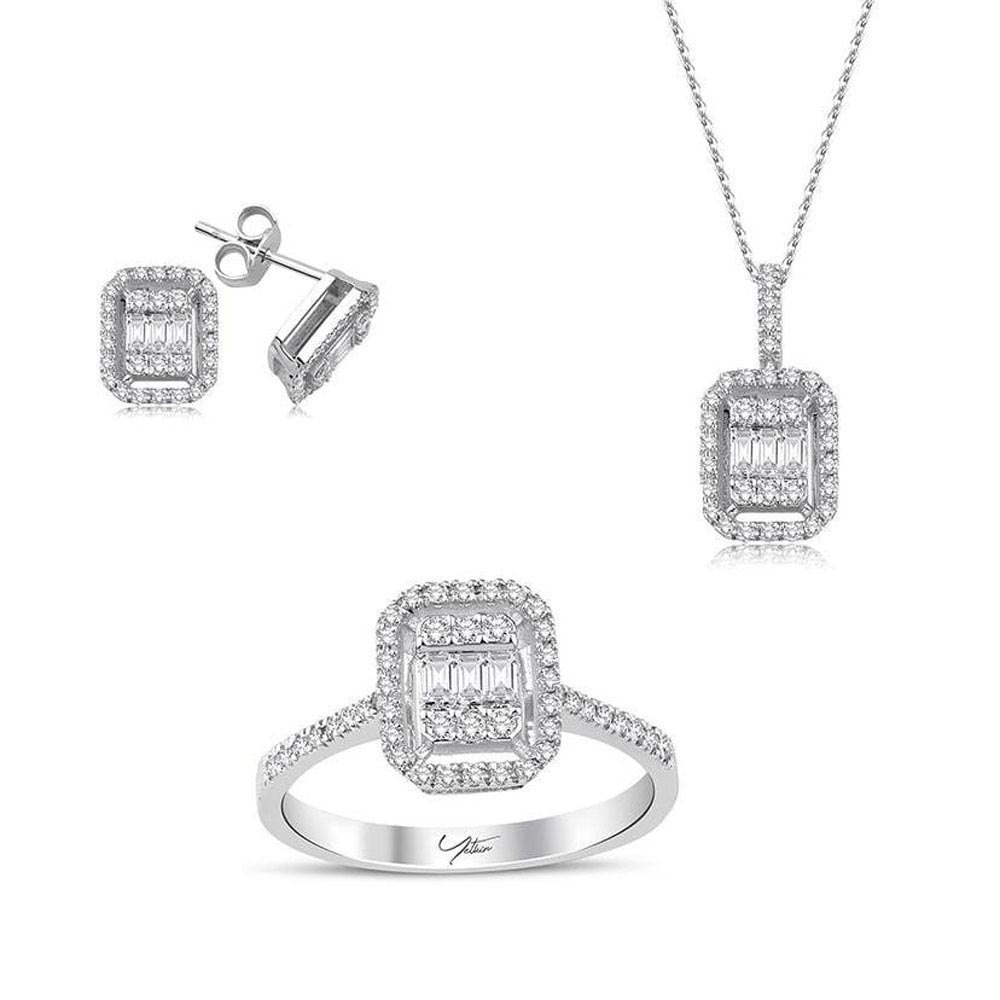 1.20 Karat Baget Pırlanta Set (14 ayar 5.4Gr Altın)
