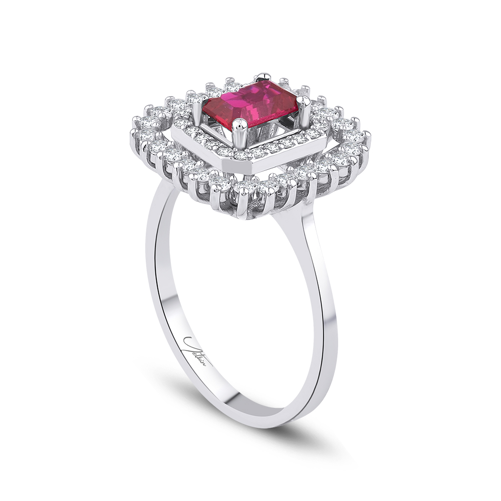 1.35 Karat Yakut Pırlanta Yüzük (8 ayar 2.8Gr Altın)