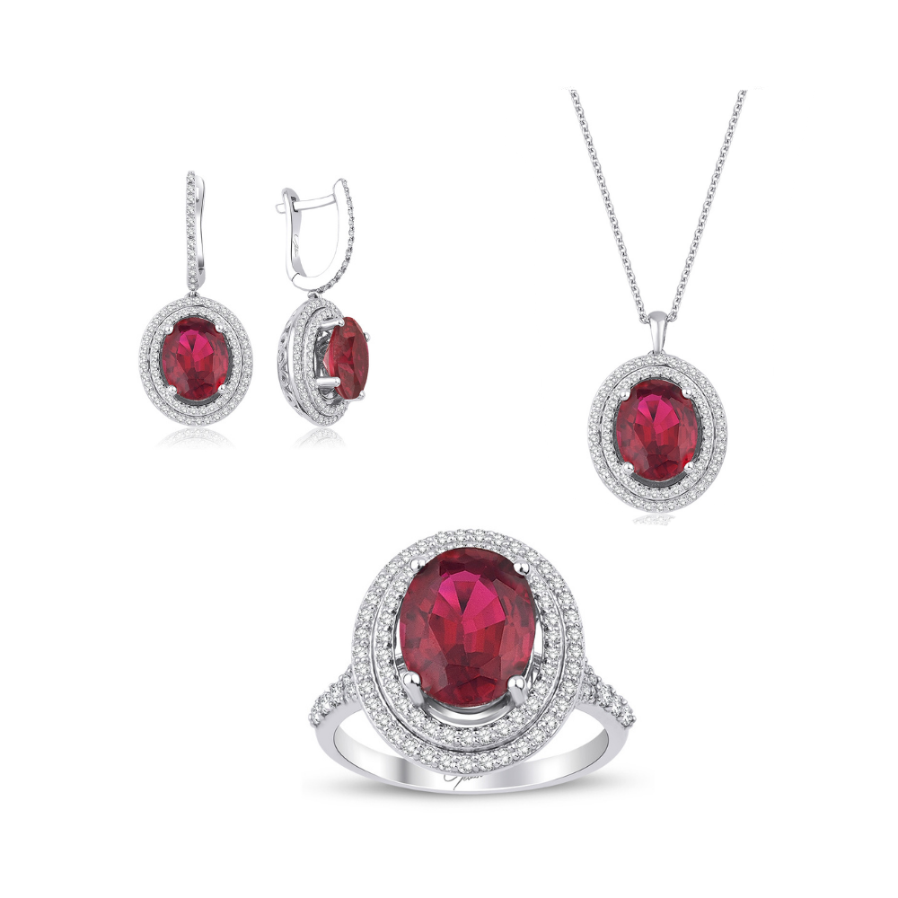 13,90 Karat Pırlanta Yakut Set (8 ayar 15.3Gr altin)