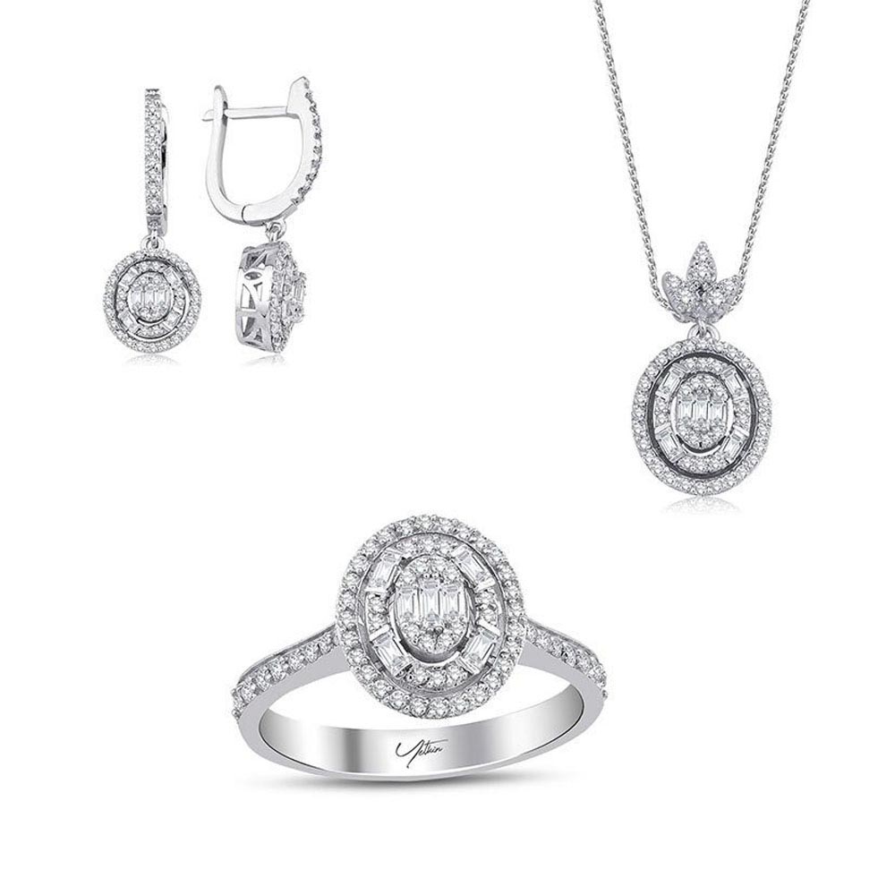 1.50 Karat Oval Baget Takı Seti