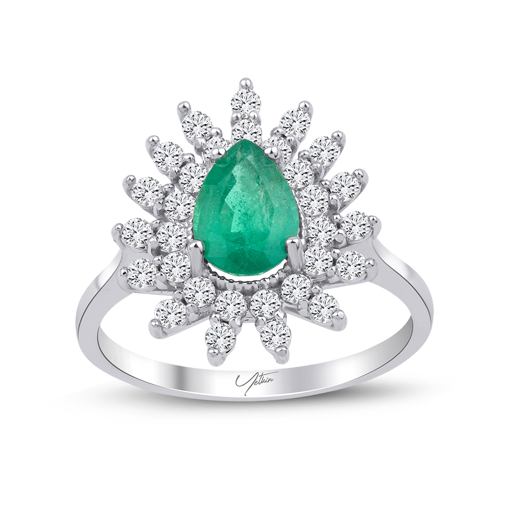 1.60 Karat Zümrüt Pırlanta Yüzük (8 ayar 2.5Gr Altın)