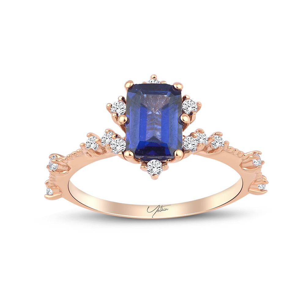 1.70 Karat Safir Pırlanta Yüzük (8 ayar 1.85Gr Altın)