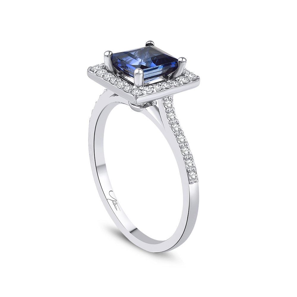 2.01 Karat Pırlanta Safir Yüzük  (8 ayar 2.75Gr Altın)