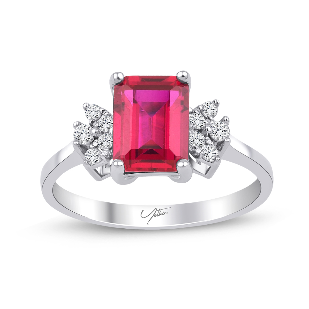 2.15 Karat Yakut Pırlanta Yüzülk (8 ayar 2.25Gr Altın)