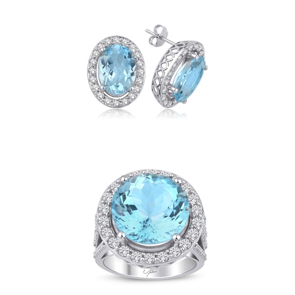 21.70 Karat Pırlanta Aquamarin Set
