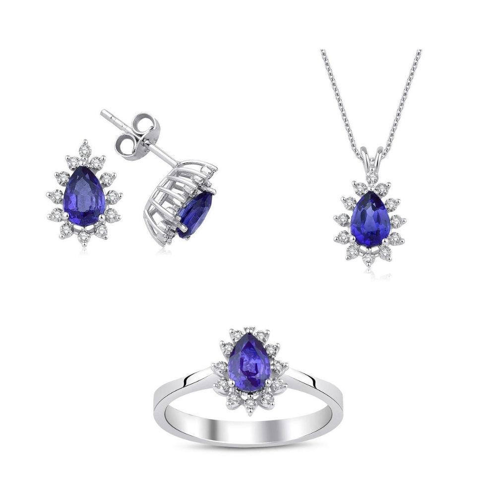 2.40 Karat Safir Pırlanta Set (8 ayar 3.4Gr Altın)