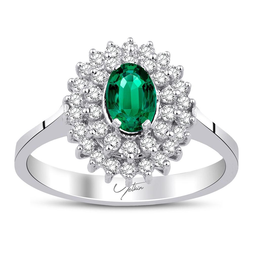 Pırlanta Takı Setler 2.70 Karat Zümrüt Pırlanta Set (14 ayar 6.1Gr Altın)