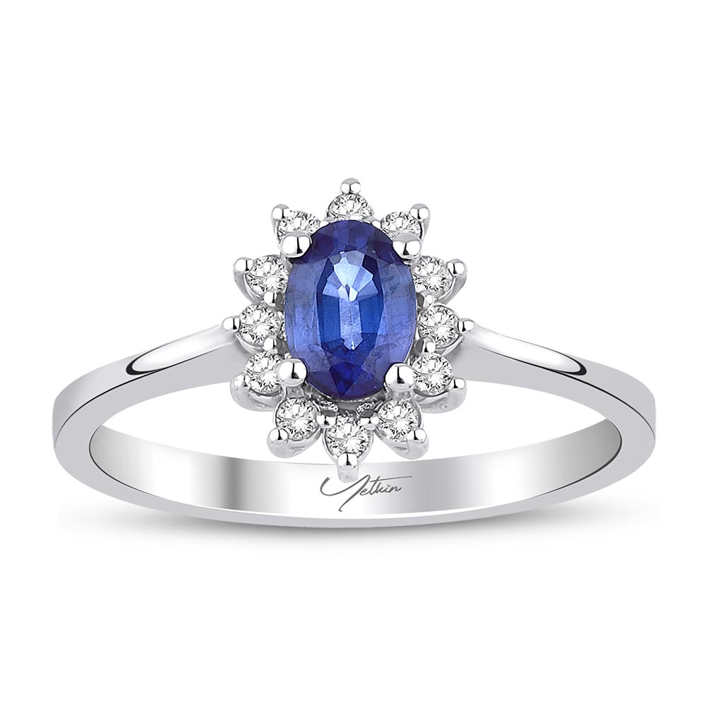 3.00 Karat Safir Pırlanta Set (8 ayar 4.73Gr Altın)