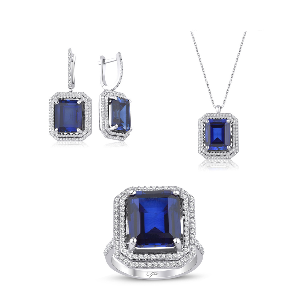 33,60 Karat Pırlanta Safir Set (8 ayar 16.6Gr 0)