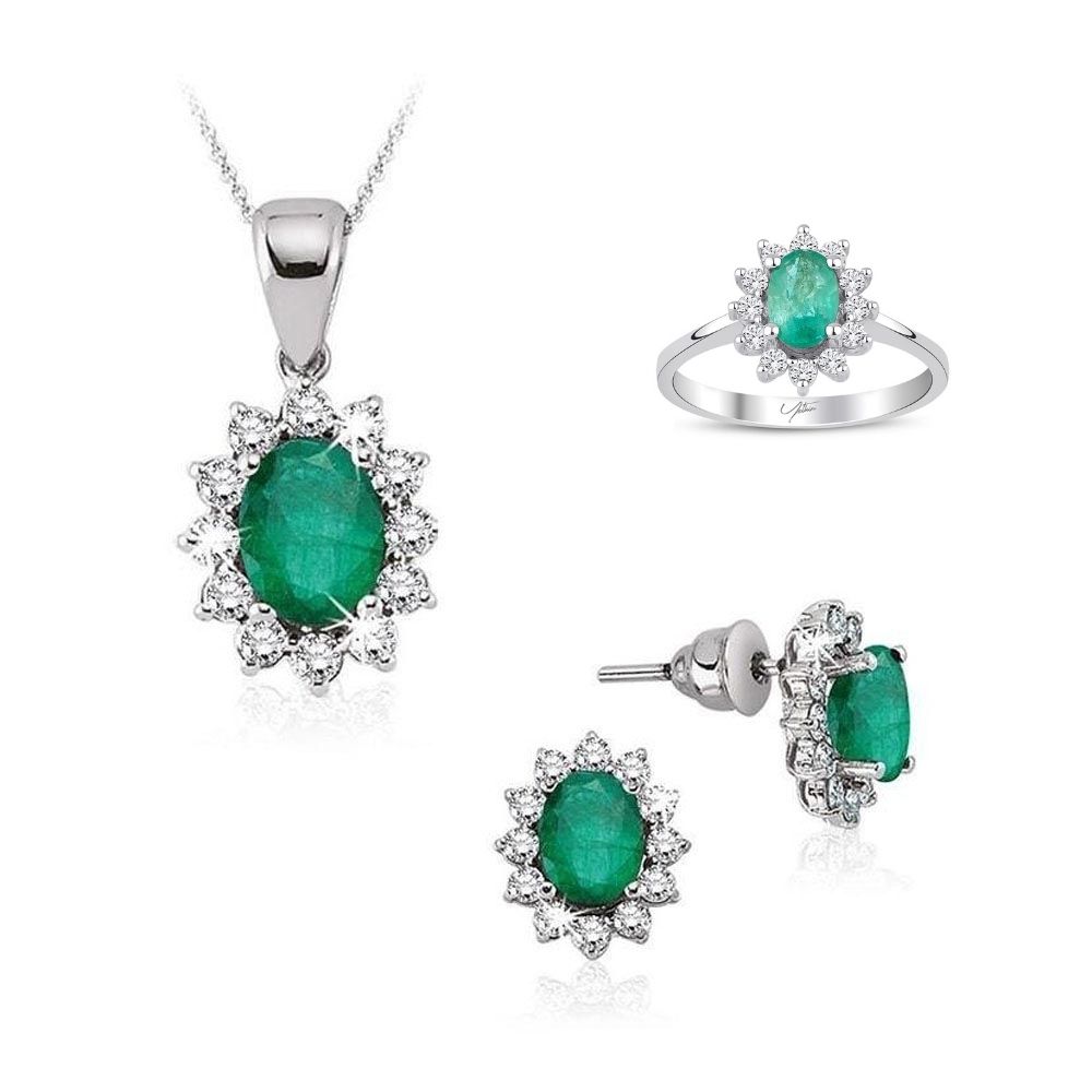 3.70 Karat Zümrüt Pırlanta Set (8 ayar 6.01Gr Altın)