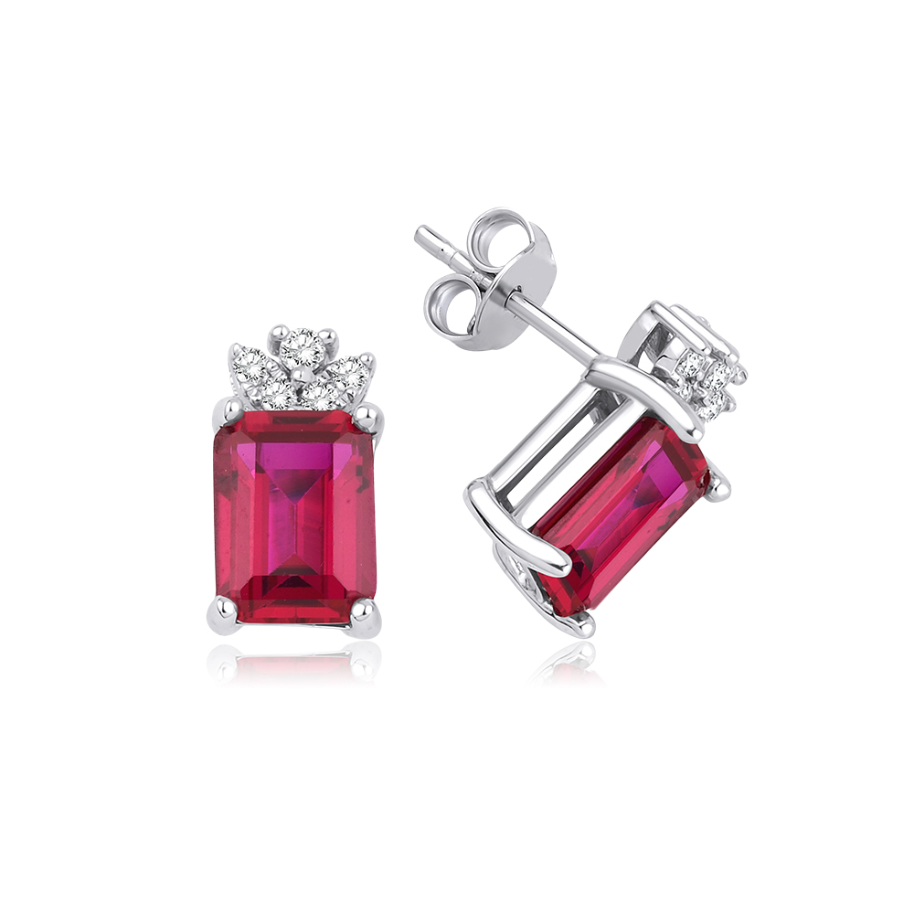 4.05 Karat Yakut Pırlanta Küpe (8 ayar 2.2Gr Altın)