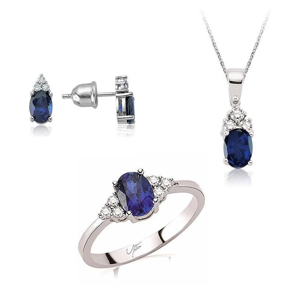 Pırlanta Takı Setler 4.55 Karat Safir Pırlanta Set (8 ayar 4.2Gr Altın)