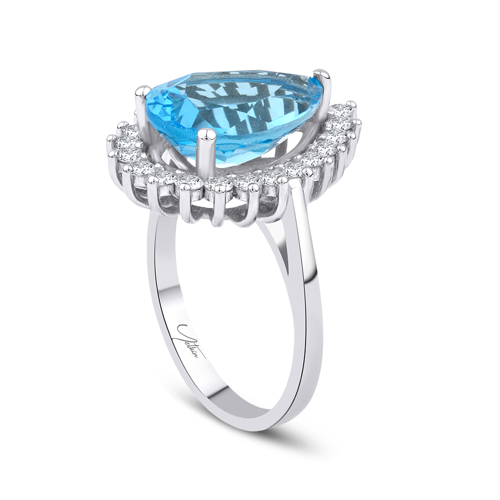 5.75 Karat Pırlanta Blue Topaz Yüzük (8 ayar 4.2Gr 0)