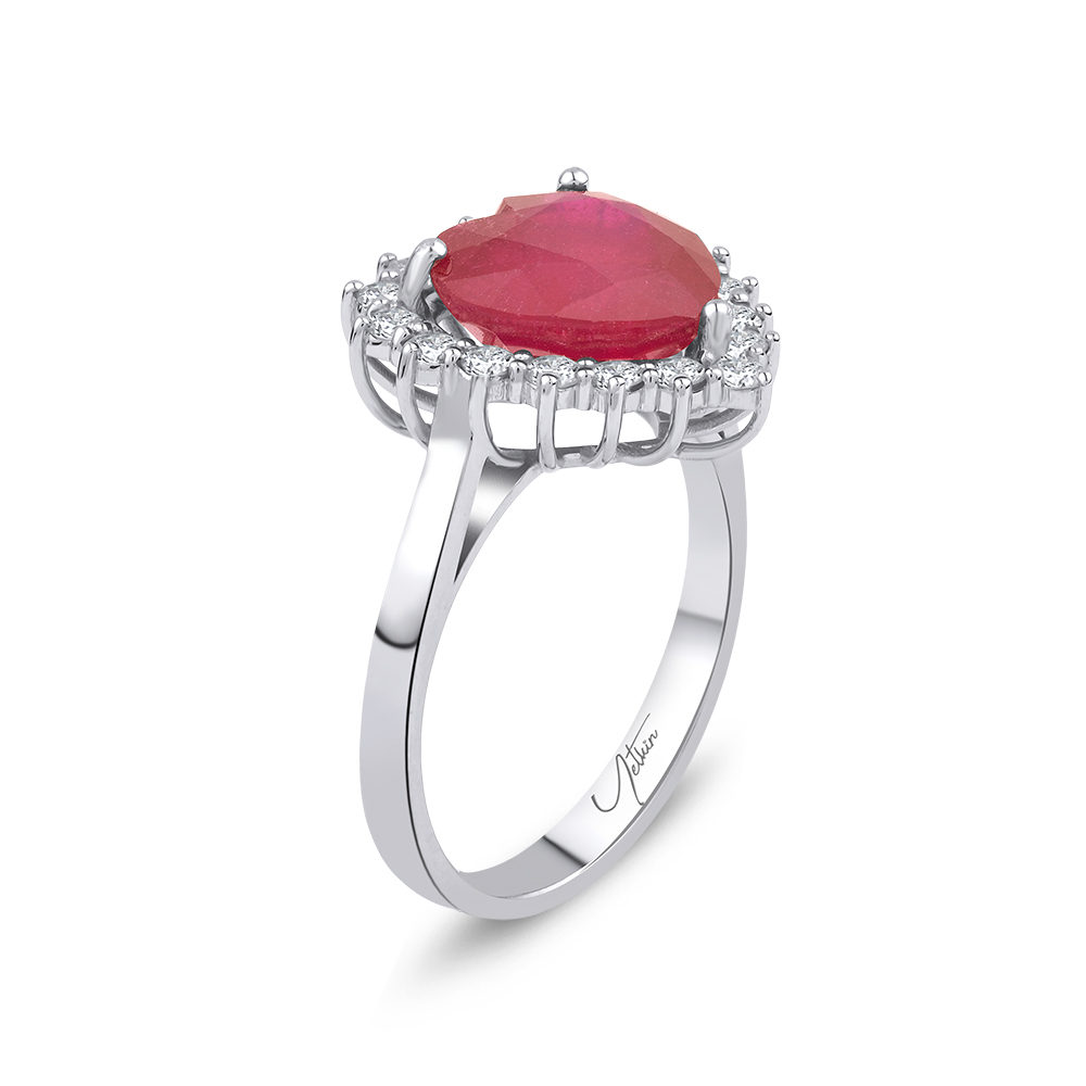 Yakut Yüzükler 6.35 Karat Pırlanta Yakut Yüzük (14 ayar 4.55Gr Altın)