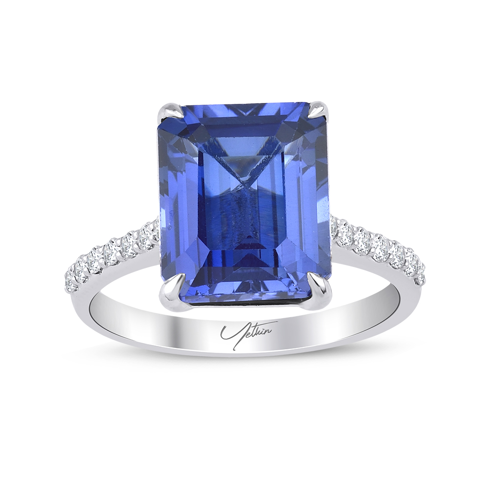 6.90 Karat Pırlanta Safir Yüzük (8 ayar 4.1Gr Altın)