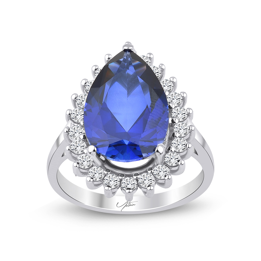 7.50 Karat Pırlanta Safir Yüzük (14 ayar 4.75Gr 0)