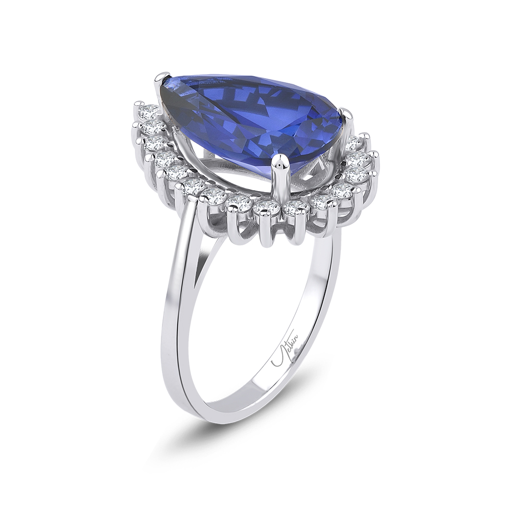 7.50 Karat Pırlanta Safir Yüzük (14 ayar 4.75Gr 0)
