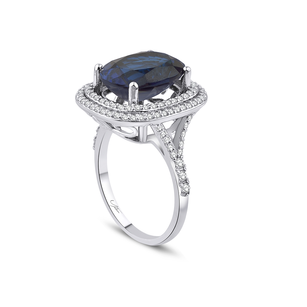 7.50 Karat Pırlanta Safir Yüzük (8 ayar 5.3Gr Altın)