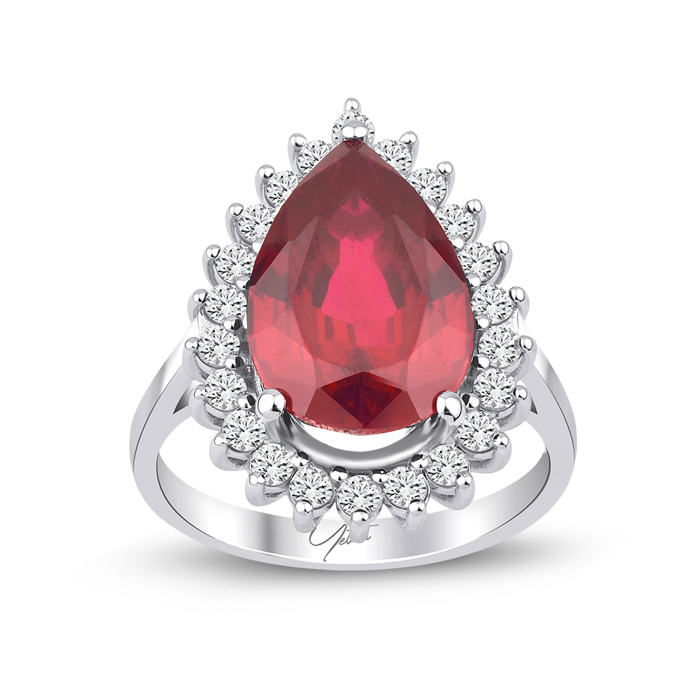 Yakut Yüzükler 7.50 Karat Pırlanta Yakut Yüzük (14 ayar 4.75Gr Altın)