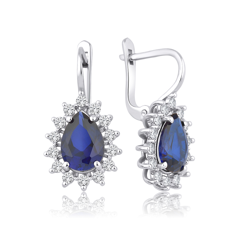 7.70 Karat Pırlanta Safir Küpe