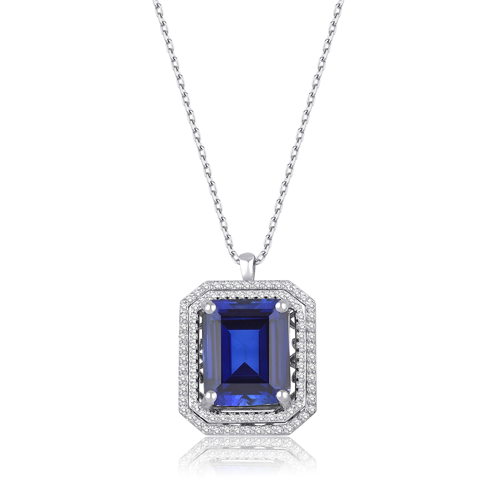 8.40 Karat Pırlanta Safir Kolye (8 ayar 5.6Gr Altın)