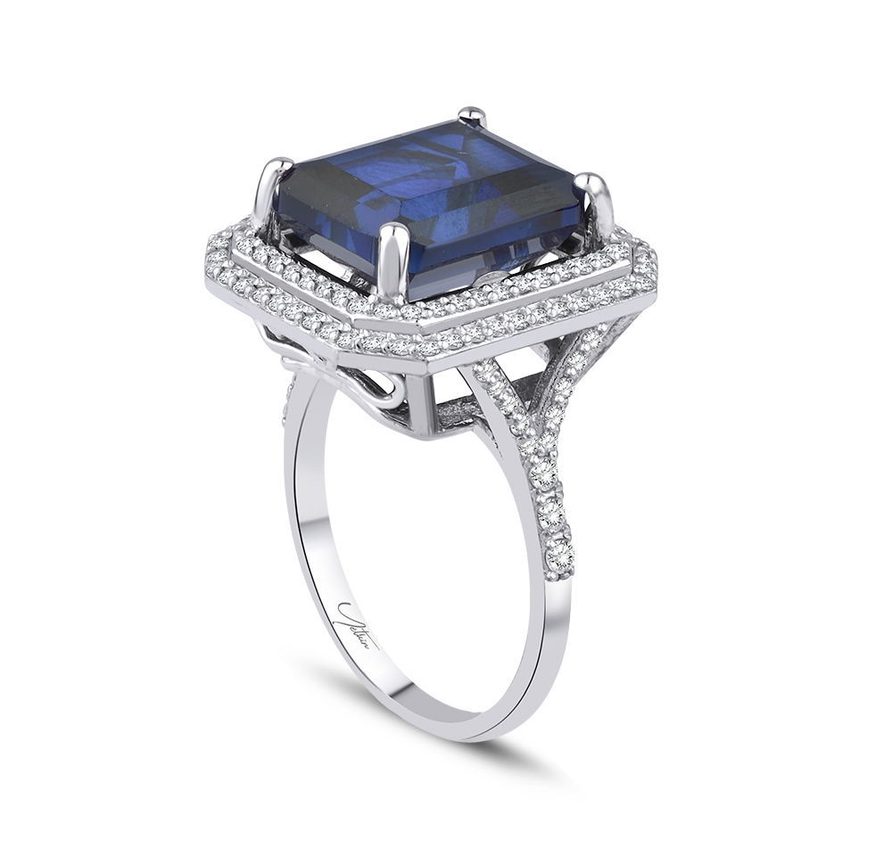 8.60 Karat Pırlanta Safir Yüzük (8 ayar 6.2Gr Altın)