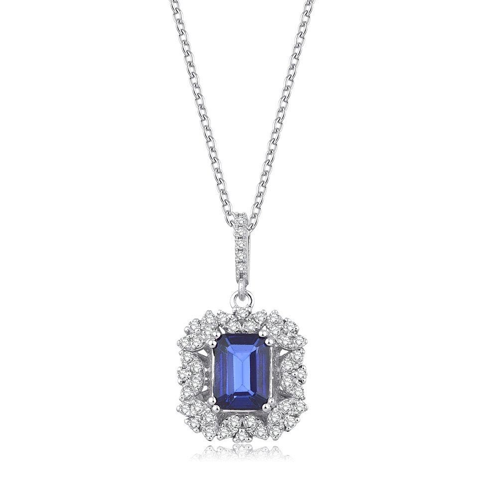 1.70 Karat Pırlanta Safir Kolye
