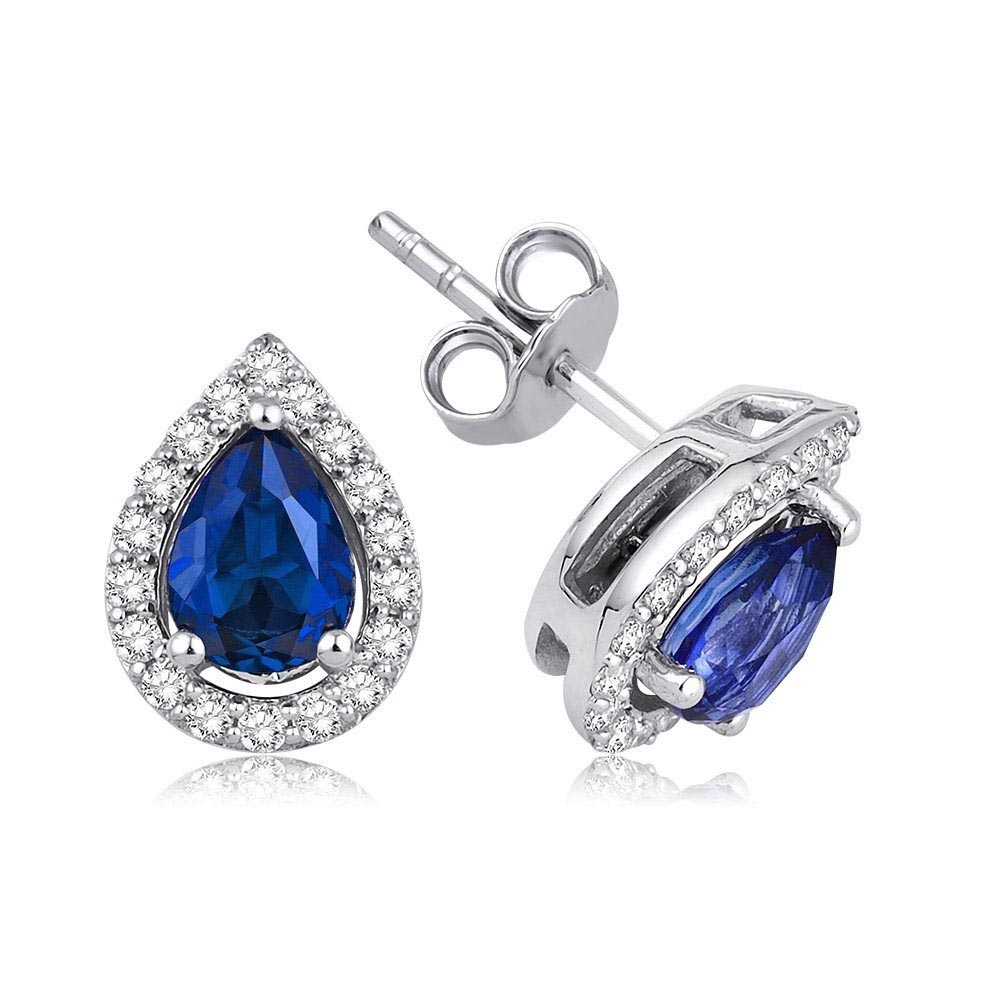 2.34 Karat Pırlanta Safir Küpe