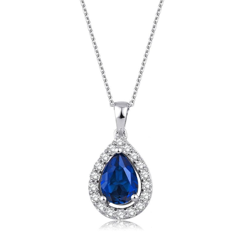 1.18 Karat Pırlanta Safir Kolye