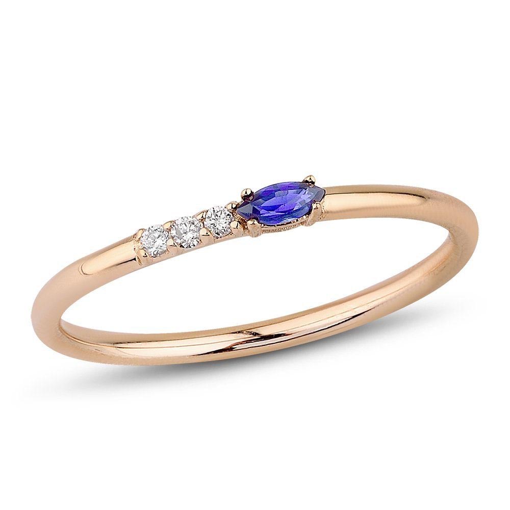 0.16 Karat Pırlanta Safir Yüzük