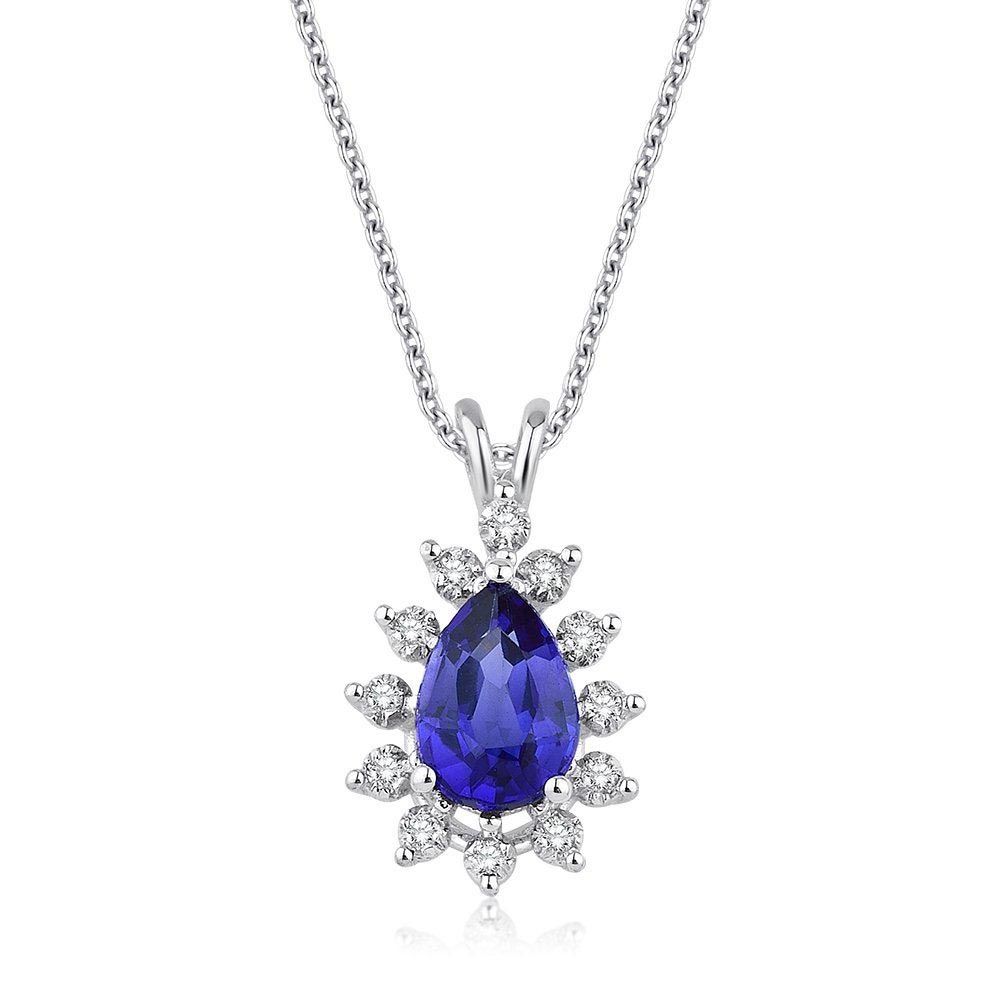 0.70 Karat Pırlanta Safir Kolye