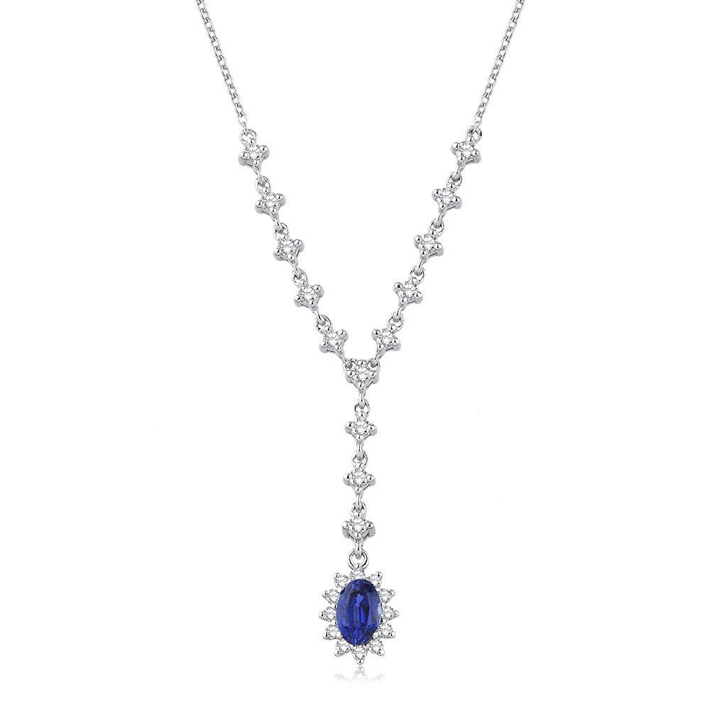 1.00 Karat Pırlanta Safir Kolye