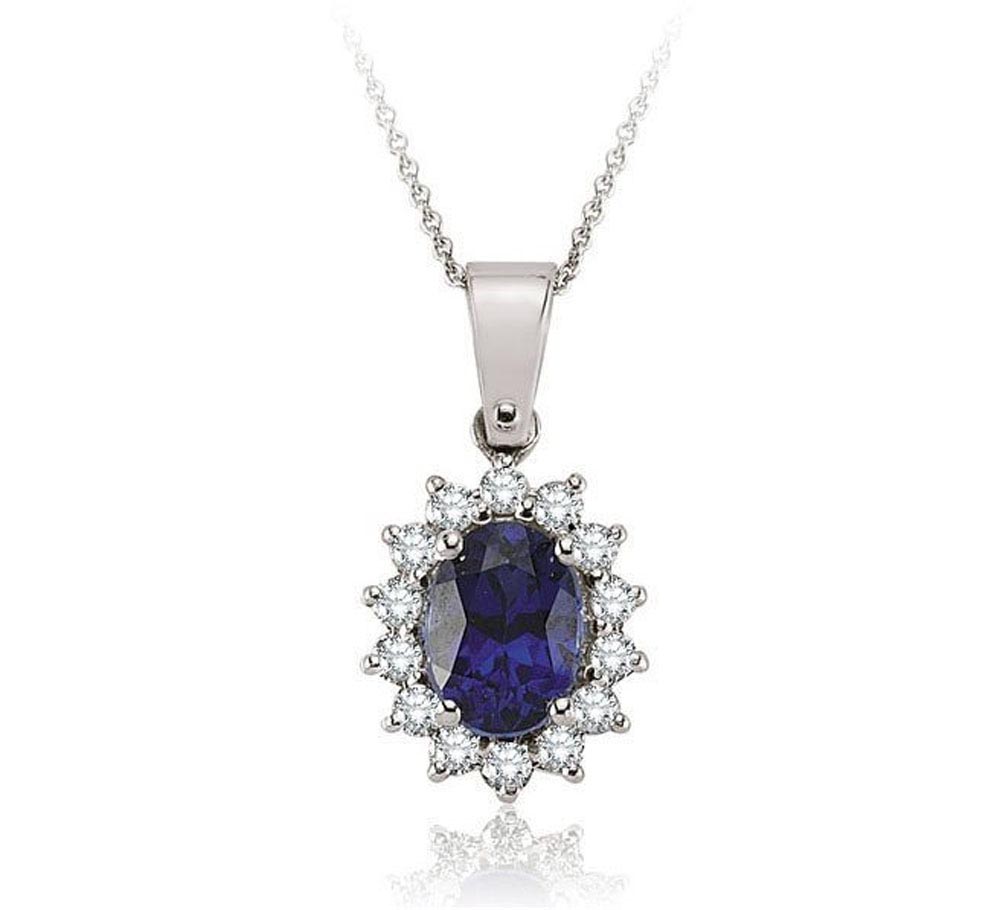 1.18 Karat Pırlanta Safir Kolye