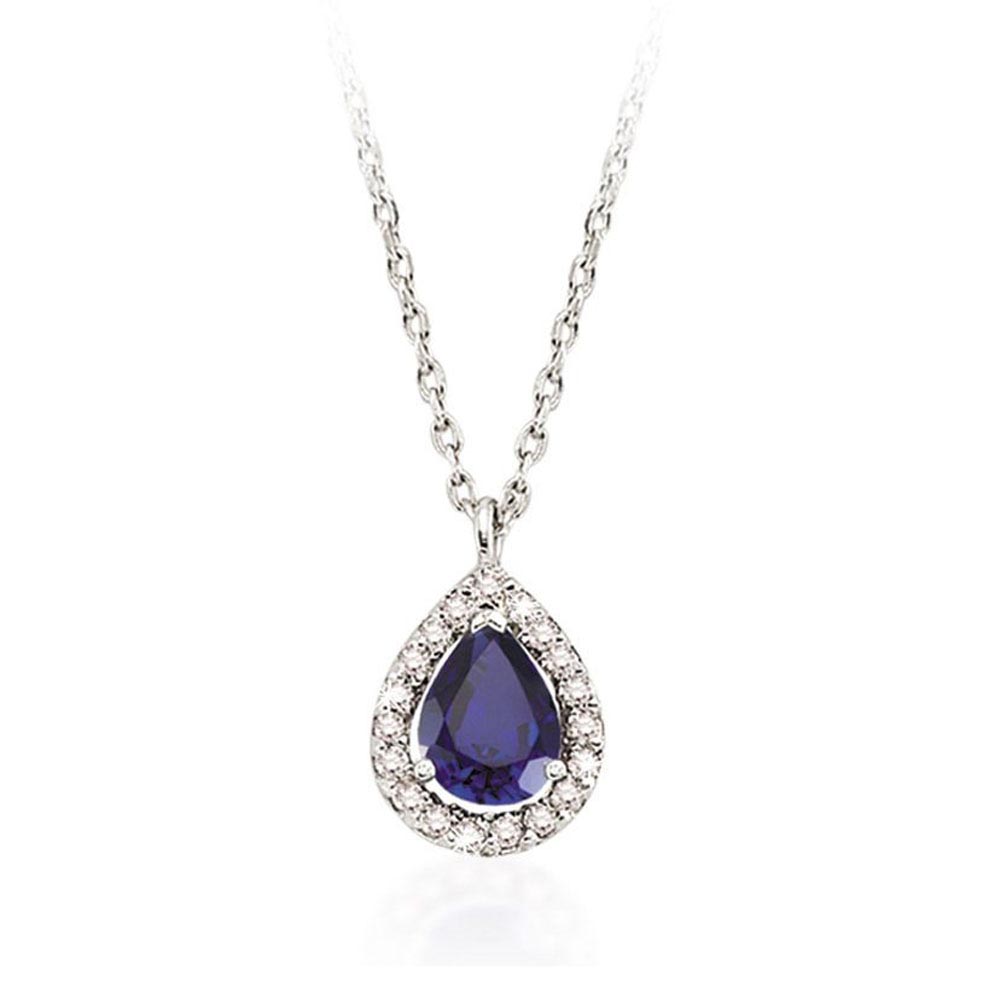 0.65 Karat Pırlanta Safir Kolye