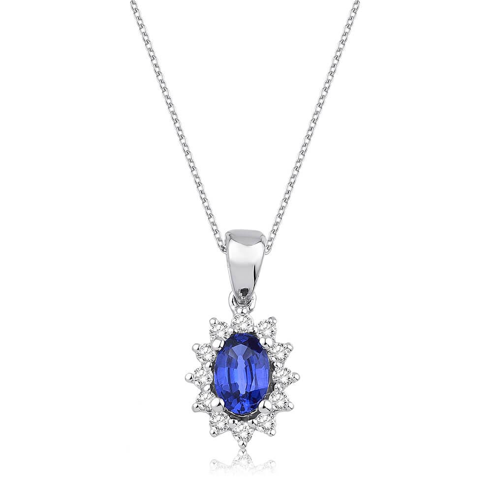 0.72 Karat Pırlanta Safir Kolye